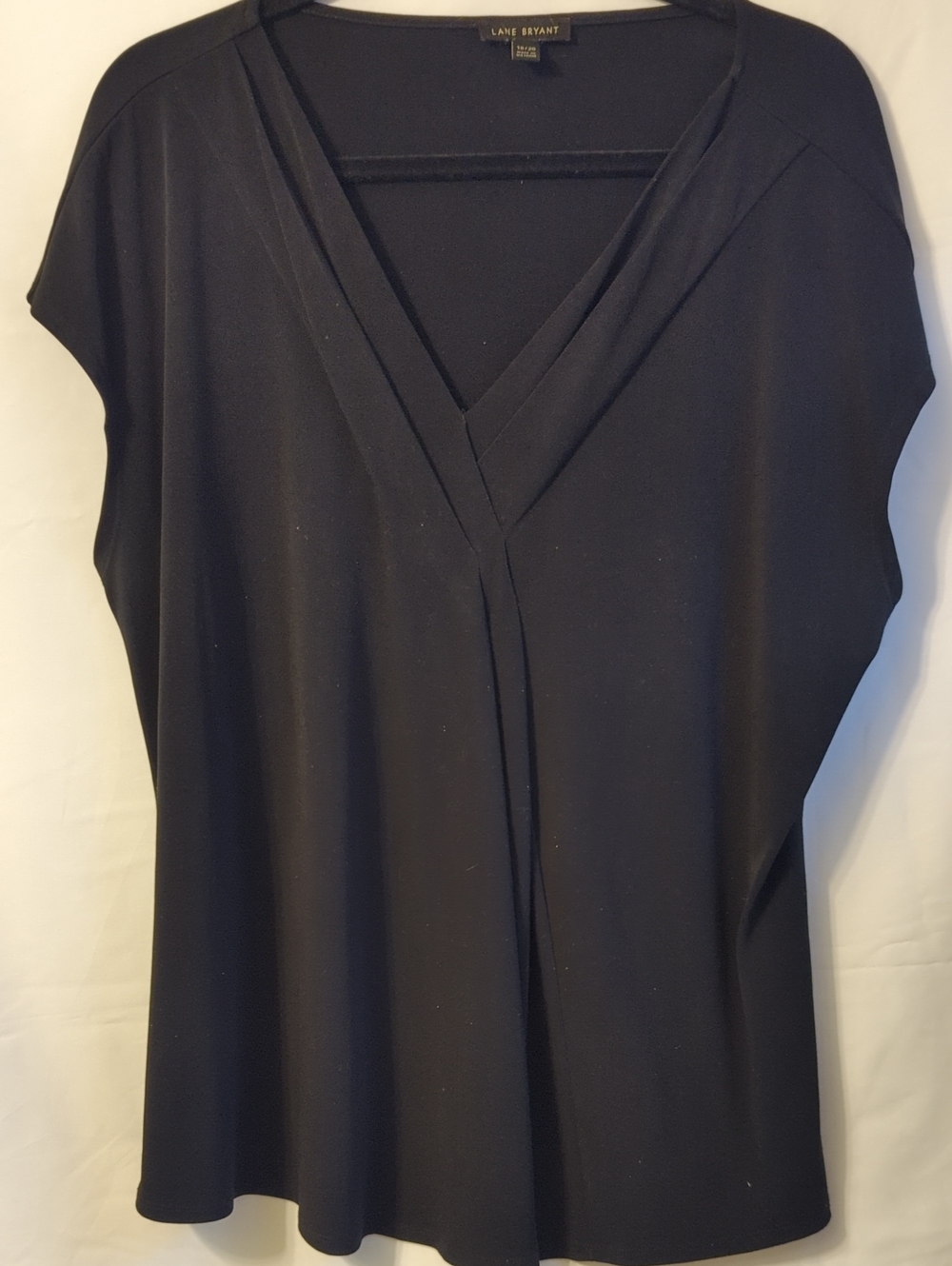 Lane Bryant Black V-Neck Cap Sleeve Tunic Top